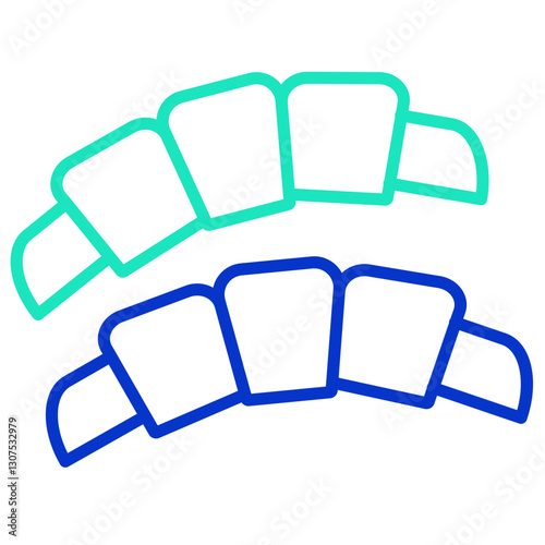 Croissant outline dual color icon