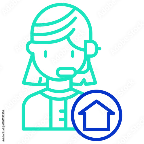 woman customer care outline dual color icon