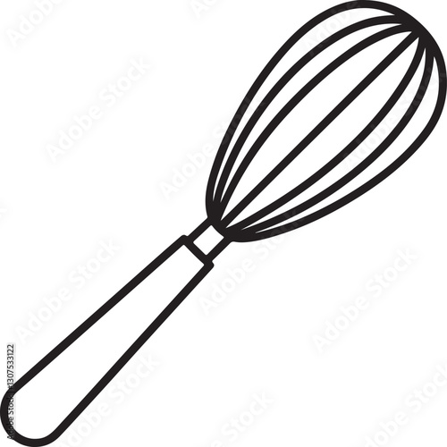 Whisk Kitchen line art, black outline, vector and illustration, coloring book page line art drawing