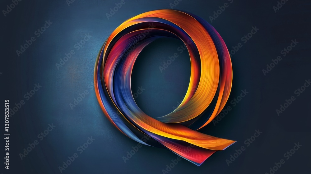 Vibrant abstract Q design with colorful swirls on dark background Vibrant abstract Q design with colorful swirls on dark background