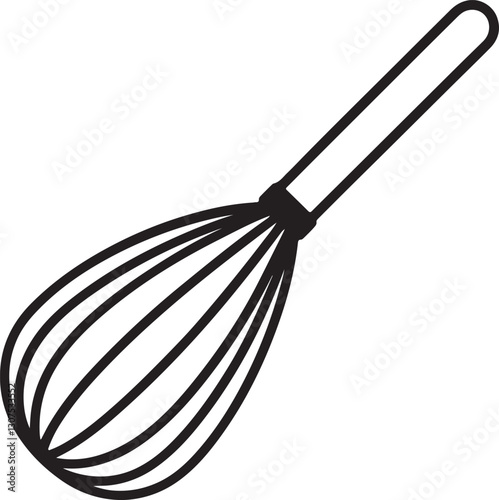 Whisk Kitchen line art, black outline, vector and illustration, coloring book page line art drawing