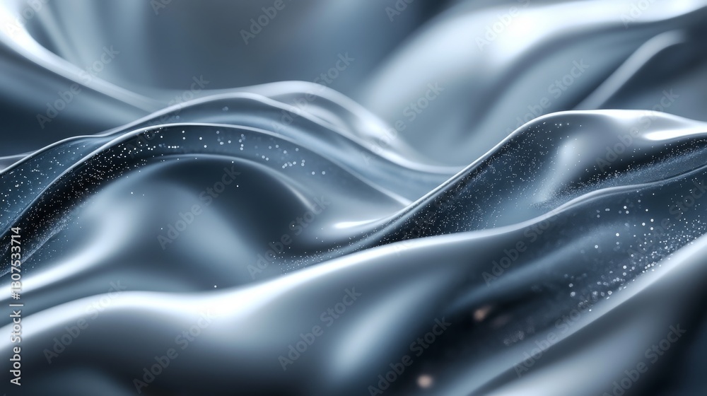 Naklejka premium Abstract waves of smooth shiny surfaces in shades of blue