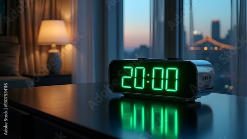 Digital Clock Displaying 20:00 in Cozy Indoor Setting