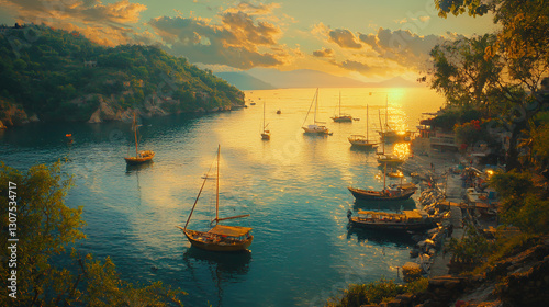 Wallpaper Mural boat at sunset Torontodigital.ca