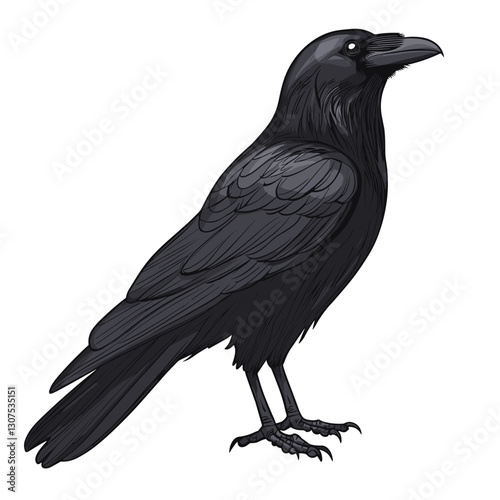 Crow Black raven bird vector illustration isolated on white background