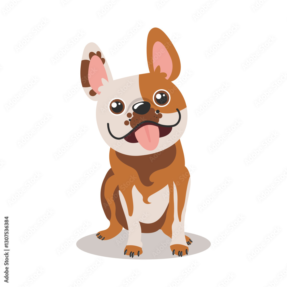 Cute funny dog bulldog, puppy portrait. Print, postcard, children's illustration Cute funny dog bulldog, puppy portrait. Print, postcard, children's illustration