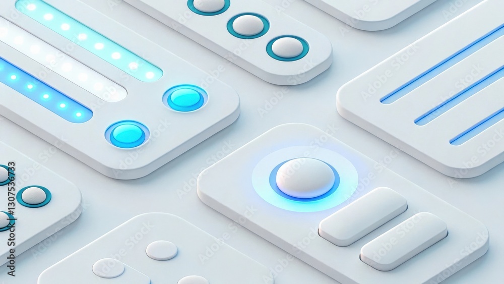 modern interface design elements with a futuristic aesthetic. These minimalist designs feature illuminated buttons and sleek forms, perfect for tech concepts modern interface design elements with a futuristic aesthetic. These minimalist designs feature illuminated buttons and sleek forms, perfect for tech concepts