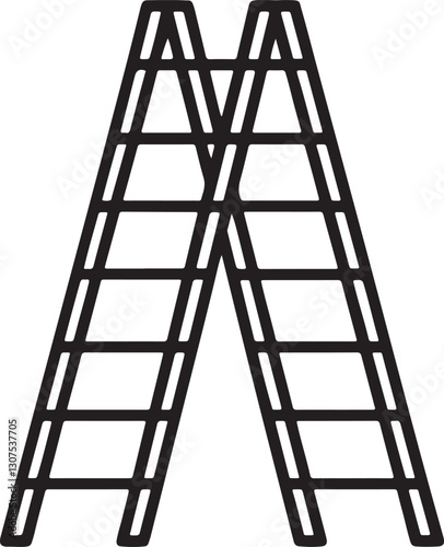ladder line art, black outline, vector and illustration, coloring book page line art drawing
