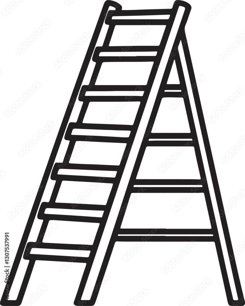 ladder line art, black outline, vector and illustration, coloring book page line art drawing ladder line art, black outline, vector and illustration, coloring book page line art drawing