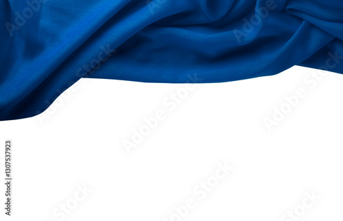 Elegant draped dark blue fabric with soft folds