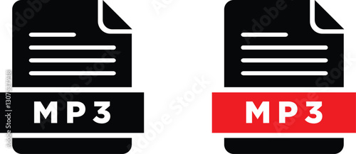 mp3 file icon format. Simple flat design style.