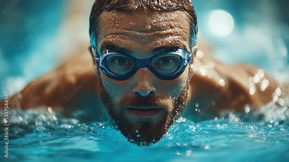 Fototapeta premium Intense Swimmer in Action Underwater