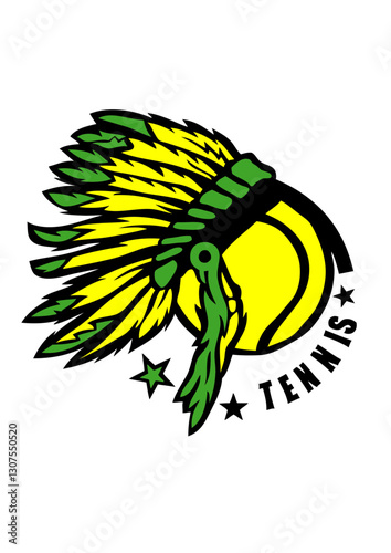 tennis coiffure indien chef logo club indienne