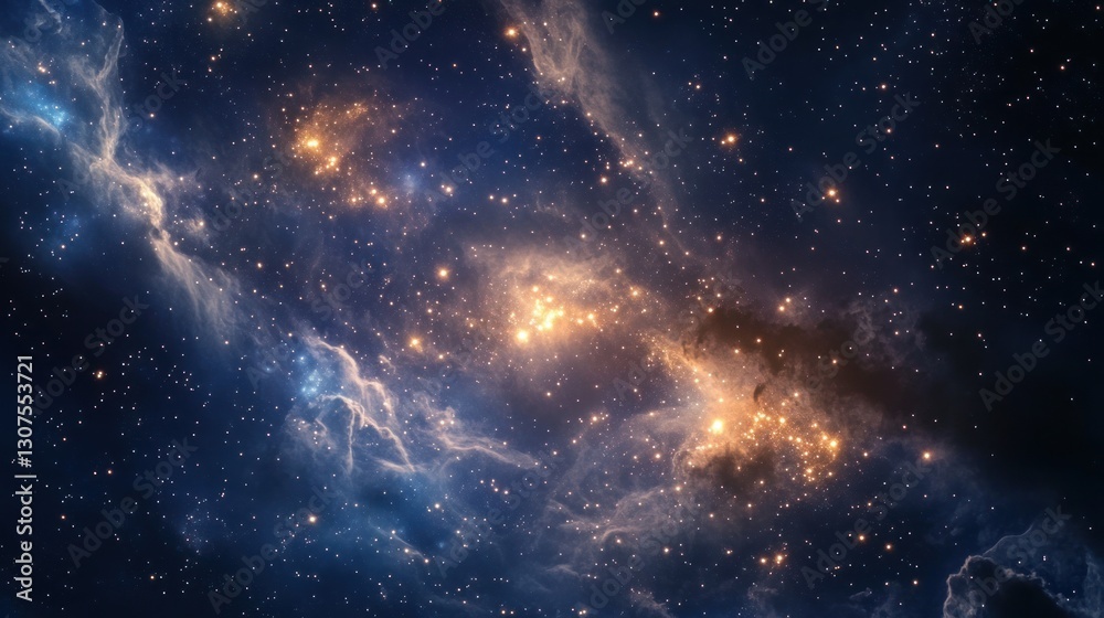 Starry nebula swirling through cosmic space Starry nebula swirling through cosmic space