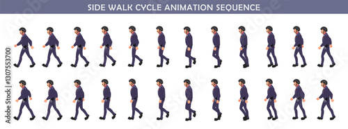 Police walk cycle animation sequence, Frame by frame animation of police officer walk.