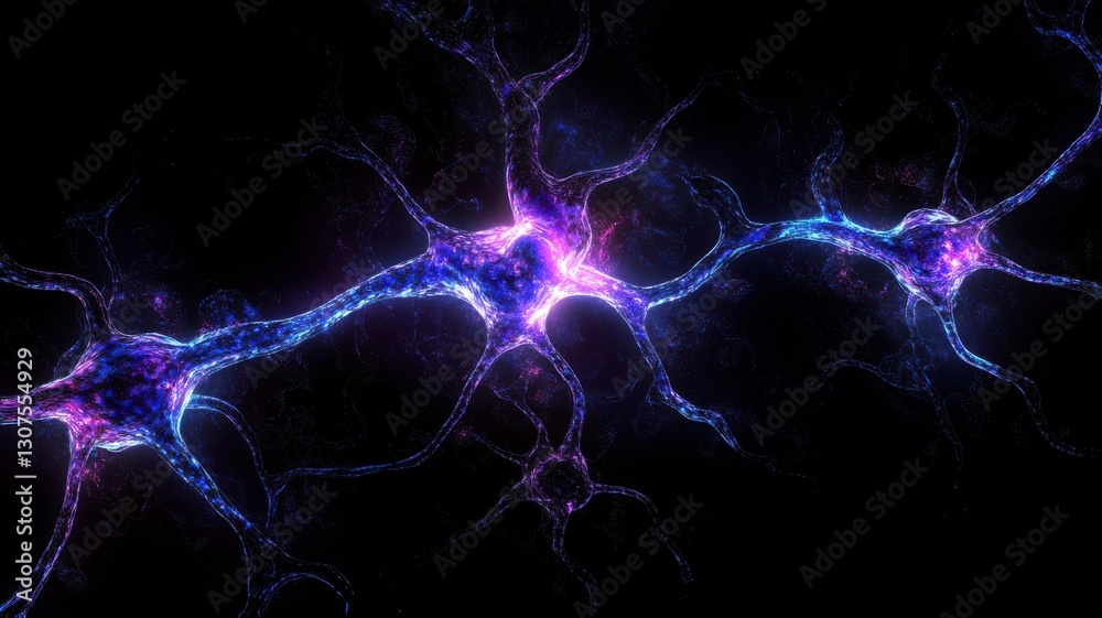 Naklejka premium Colorful neural network visualization with glowing synapses. Big data and machine learning