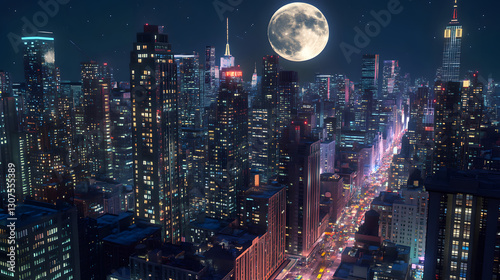 Wallpaper Mural A vibrant painting of the bustling cityscape at night
 Torontodigital.ca