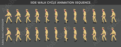 Police walk cycle animation sequence, Frame by frame animation of police officer walk.