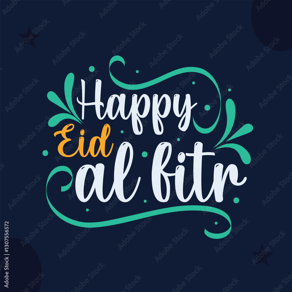 Fototapeta premium Happy Eid al Fitr English Typography. Vector Template for eid al fitr mubarak