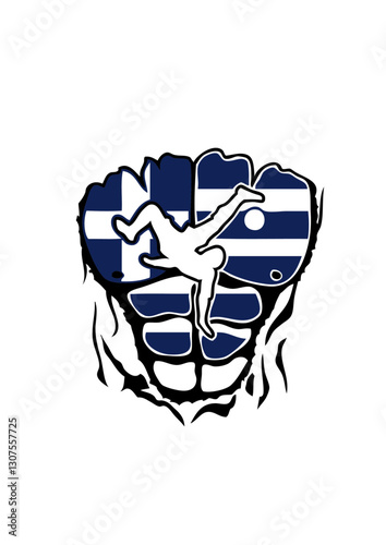  football Grece drapeau corps muscle dechire