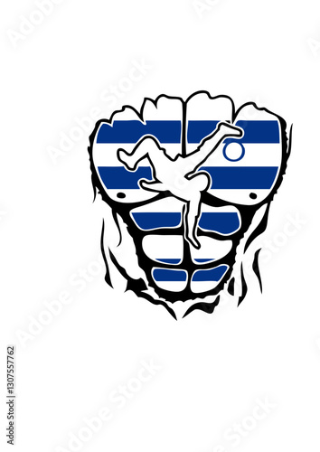 football Uruguay drapeau corps muscle dechire