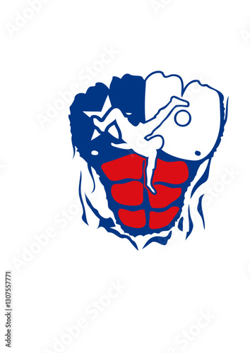 football Chili drapeau corps muscle dechire