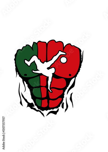football Portugal drapeau corps muscle dechire