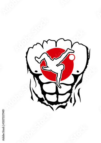 football Japon drapeau corps muscle dechire