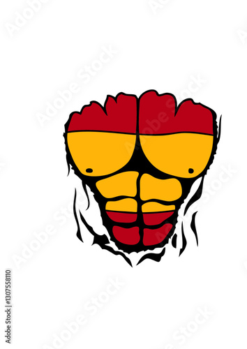 Espagne corps torse muscle dechire drapeau
