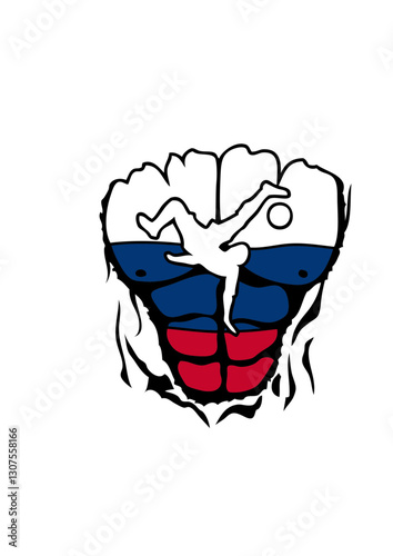 football Russie drapeau corps muscle dechire