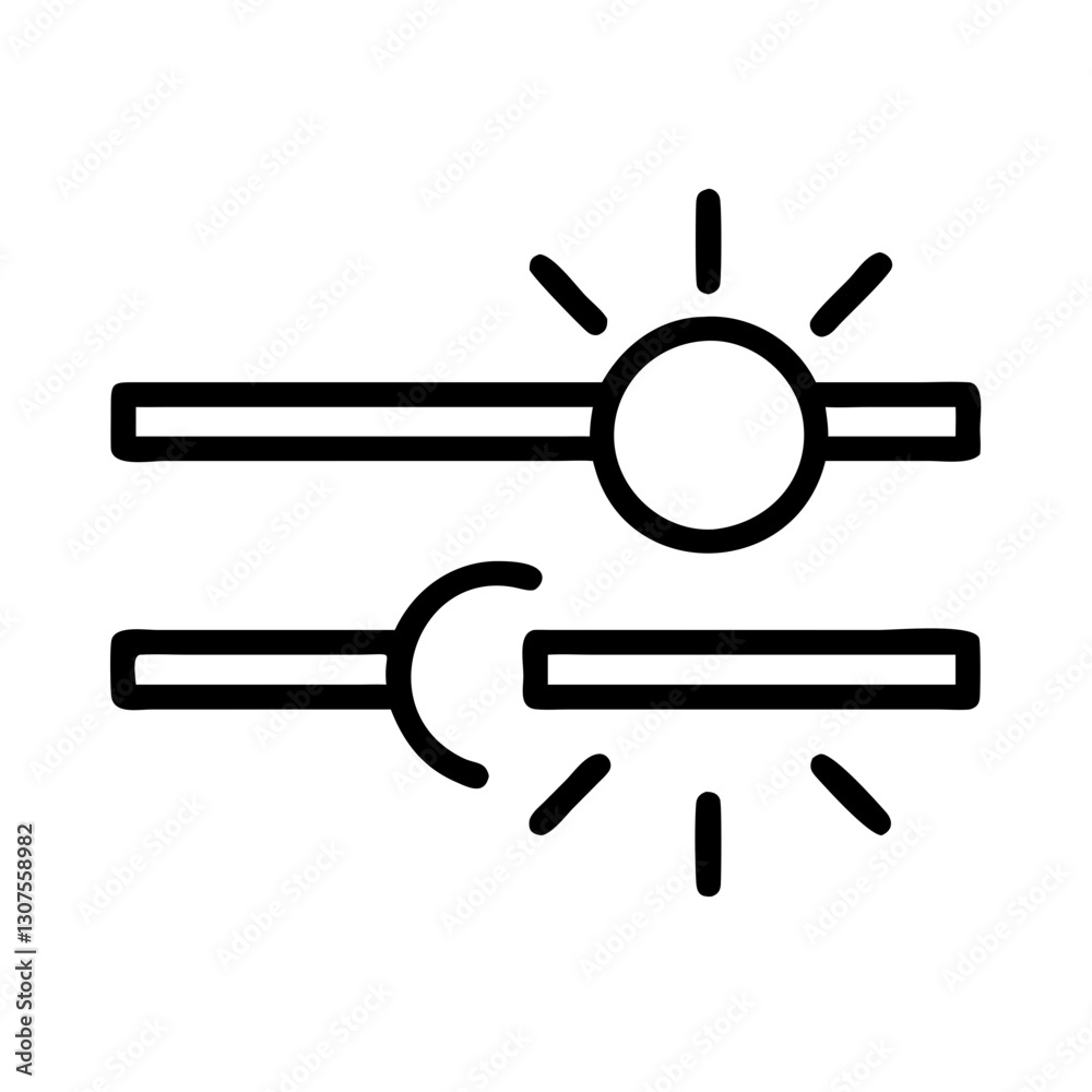 Brightness adjustment icon in black outline Brightness adjustment icon in black outline