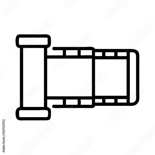 Expanded camera film roll icon in line art style