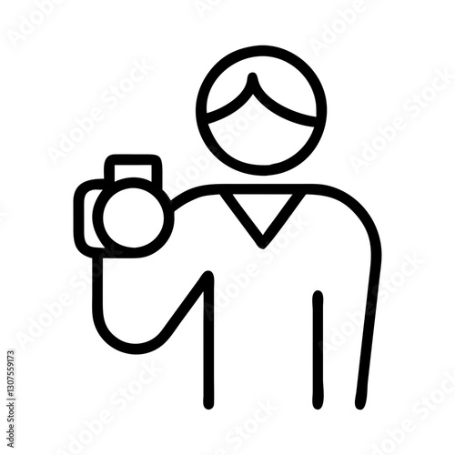 Person holding a camera icon in line art style