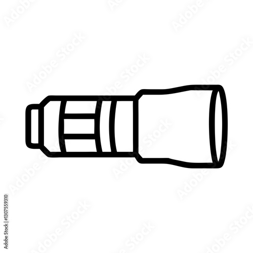 Camera lens icon in line art style