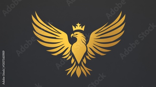 Golden eagle emblem, majestic, heraldic, soaring, logo design, graphic