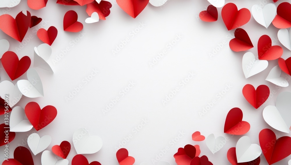 Red and White Paper Hearts Frame