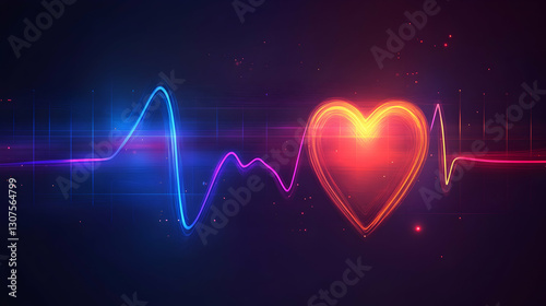 Cardiovascular tracking icon with minimalist pulse wave visualization
