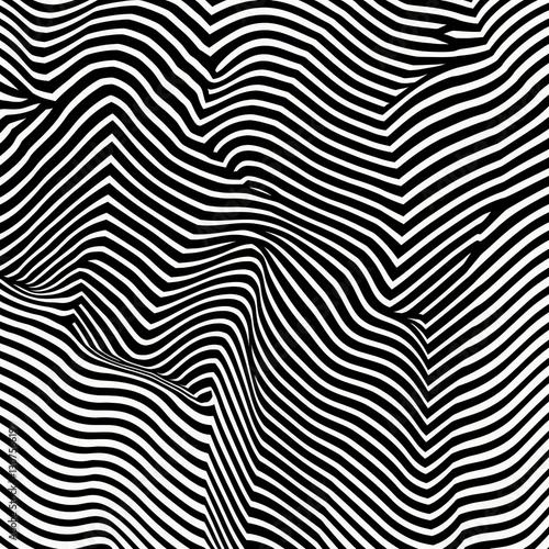 Abstract Black and White Striped Illusion Pattern