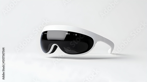 Futuristic White Augmented Reality Glasses on White Background