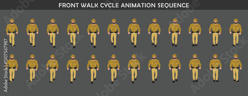 Police walk cycle animation sequence, Frame by frame animation of police officer walk.