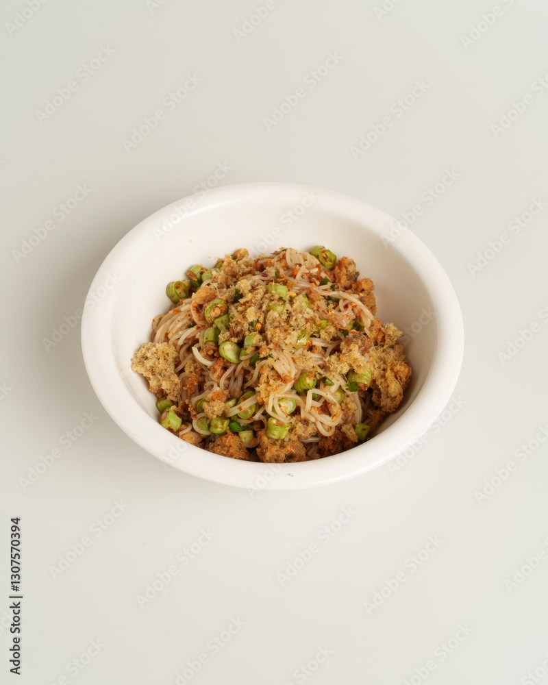 Delicious Bowl of Noodles with Fresh Vegetables and Toppings Delicious Bowl of Noodles with Fresh Vegetables and Toppings