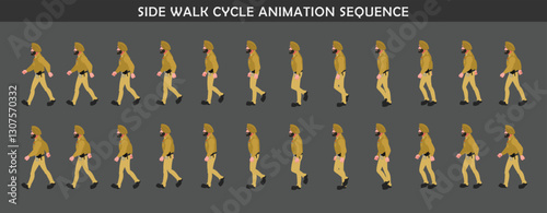 Police walk cycle animation sequence, Frame by frame animation of police officer walk.