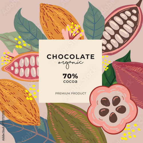 Cocoa bean illustration. Vintage style design template. chocolate cocoa beans. Vector illustration