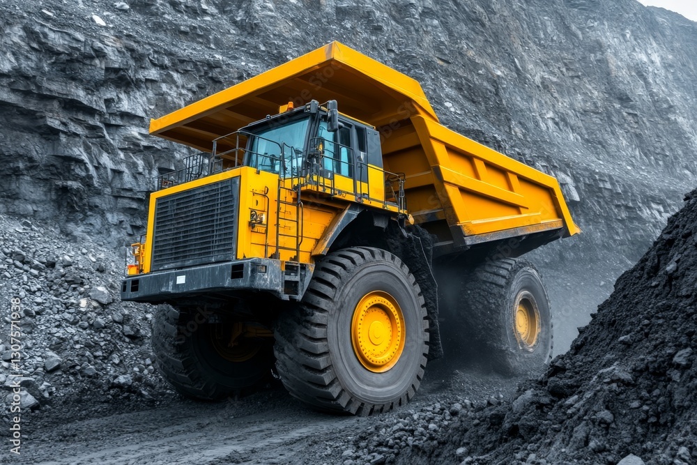 A coal mine with massive excavation machinery digging deep into the earth A coal mine with massive excavation machinery digging deep into the earth