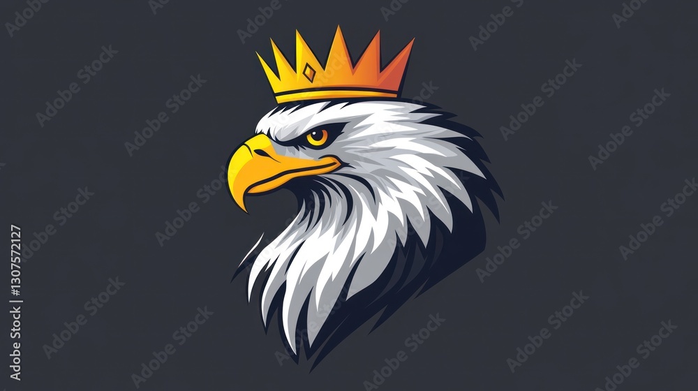 Fototapeta premium Eagle head with crown, royalty, symbol