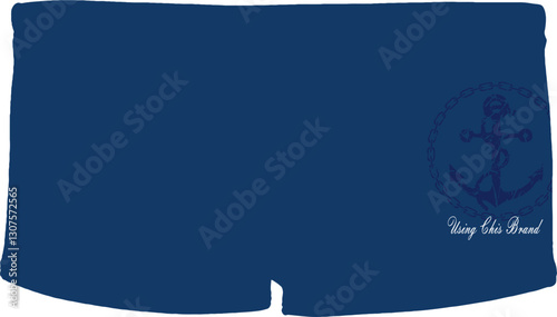 Blue Swim Trunk with Anchor Print – Vector Design for Beach Fashion