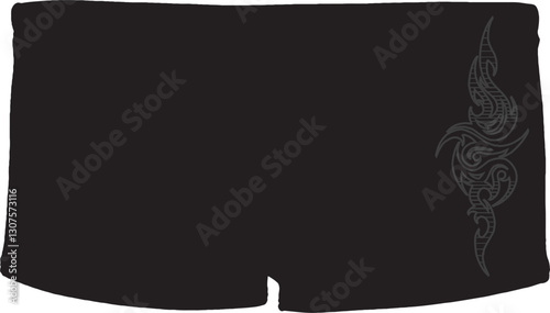 Timeless Black Boxer Swim Brief with Tribal Detail