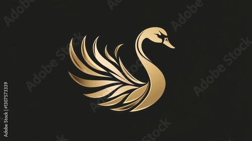 Fototapeta Naklejka Na Ścianę i Meble -  Golden swan elegance logo design