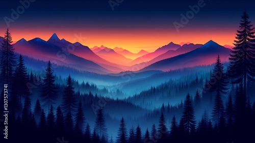 Vibrant sunset paints majestic mountains with warm hues a breathtaking landscape. AI Generated