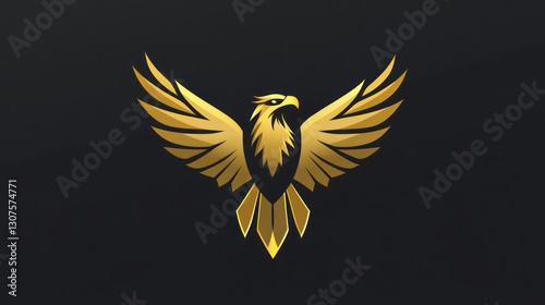Golden eagle wings spread, dark background, power symbol, logo design (1)